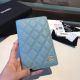 High Quality Replica Chanel Calfskin Leather & Gold-Tone Metal Wallet Light Sky Blue