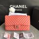 Chanel Flap Lambskin Leather Shoulder Bag 1112V Watermelon Red Silver Chain