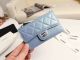 Fake Chanel Classic Card Holder in Sky Blue AP0374