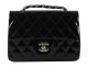 Chanel Classic Mini Flap Bag in Black Patent Leather Silver