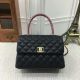 Chanel Black Caviar Leather Top Handle Bag with Serial Number 92991