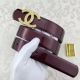 High-Quality Chanel 30mm Patent Leather Belt Replica in Wine Color
