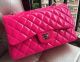 Chanel Classic Flap Bag in Rose Patent Leather with Silver Hardware