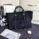 1:1 Chanel Canvas Leather Tote Shopping Bag Dark Blue A1679