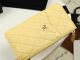 Chanel Calfskin Leather Card Holder with Gold-Tone Metal - Yellow