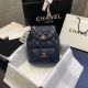 Chanel Grained Calfskin Backpack with Gold-Tone Metal - Navy Blue