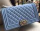 Boy Chanel Flap Shoulder Bag Blue Cannage Pattern A67086 Silver