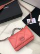 Chanel 19 Sheepskin Leather Chain Wallet in Pink and Silver-Tone Metal AP0957 JK2750