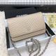 Chanel WOC Caviar Leather Flap Crossbody Bag E33814 Gold Silver Chain