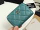 Chanel Classic Card Holder in Green Grained Calfskin & Gold-Tone Metal A69271