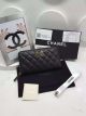 Top Chanel Sheepskin Leather Zippy Wallet Black A32256