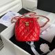 Chanel Red Sheepskin Drawstring Bag AS2057