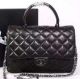 Chanel Classic Top Handle Bag in Sheepskin Leather A92238 Black