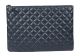 Chanel Cannage Pattern Leather Clutch Bag Royal