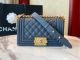 Boy Chanel Flap Shoulder Bag in Blue Leather A67085