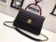 Chanel A92991 Classic Red Top Handle Bag in Original Leather Black with Gold Chain