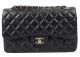 Chanel Classic Black Flap Bag with Cannage Pattern CF1113 Gold