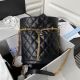 Chanel Black Drawstring Bag with Gold Metal Hardware - AS3117