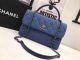 Chanel Classic Blue Denim Flap Bag A92236 Silver