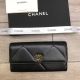 Chanel Sheepskin and Gold-Tone Metal Wallet in Black