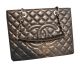 Chanel Classic Coco Black Sheepskin Leather GST Bag A50995 Silver