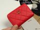 Chanel Classic Card Holder in Red Grained Calfskin with Gold-Tone Metal
