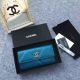 Chanel Blue Sheepskin and Gold-Tone Metal Wallet AP0955