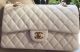 Chanel Classic 2.55 Flap Bag in White Genuine Leather A01112 Gold