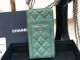 Chanel Calfskin Chain Card Holder Gold-Tone Metal AP0990 Green