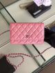 Chanel Grained Calfskin Classic Wallet on Chain in Pearlescent Pink