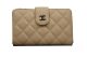 Fashion Chanel Matelasse Bi-Fold Wallet Original Cannage Pattern Leather Apricot