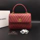Chanel Classic Top Handle Bag in Chevron Sheepskin Leather Red - CHA2371, JK5359