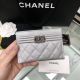 Best BOY CHANEL Card Holder A84431 Silver