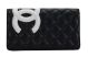 Best Chanel Combon Bi-Fold Wallet White CC Logo A2622 Black