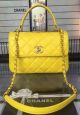 Chanel Classic Top Flap Bag in Original Sheepskin Leather - Yellow, A92236