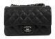 Chanel Classic Mini Flap Bag Black Cannage Pattern Silver CF1119