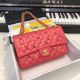 CHANEL A01112 Classic Lambskin Handbag with Gold-Tone and Ruthenium-Finish Metal, Rose Color