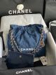 CHANEL 22 Denim Handbag in Blue and White AS3260 JK2281