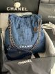 Chanel 22 Denim Handbag in Blue and White - AS3262