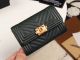 Chanel Calfskin Leather Card Holder & Gold-Tone Metal A80603 Black