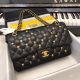 Chanel Classic Handbag Lambskin with Gold-Tone and Ruthenium-Finish Metal Black A01112