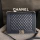 Boy Chanel Flap Shoulder Bag in Blue with Original Cannage Pattern A67087 Silver