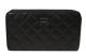 Chanel Quilted Zip Around Wallet in Black Sheepskin A50097 Silver