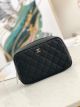 Replica Chanel Caviar Quilted Curvy Pouch Cosmetic Case Black
