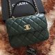 Chanel Classic Top Handle Bag in Green Sheepskin Leather A92991 Gold