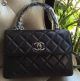 Replica Chanel Black Sheepskin Leather Classic Top Handle Bag A92236