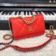 Chanel 19 Classic Sheepskin Leather Chain Wallet in Orange Red & Gold-tone Metal - AP0957