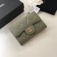 Chanel Calfskin & Gold-Tone Metal Card Holder A80799 Green
