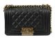Chanel Black Lambskin Leather Boy Flap Shoulder Bag A67085 Gold