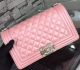 Boy Chanel Pink Sheepskin Leather Flap Shoulder Bag A67086 Silver